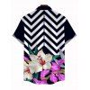 Vacation Couple Outfit Zig Zag Lily Floral Print Spaghetti Strap Maxi Bodycon Dress and Shirt Set - multicolor A S | US 4