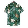 Men's Hawaiian Vacation Shirt Tropical Monstera Leaf Print Button Up Shirt - PLANT GREEN S