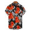 Hawaiian Vacation Couple Outfit Tropical Hibiscus Floral Palm Leaf Print Pocket Off the Shoulder Romper and Shirt Set - Noir S | US 4