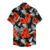 Hawaiian Vacation Couple Outfit Tropical Hibiscus Floral Palm Leaf Print Pocket Off the Shoulder Romper and Shirt Set - Noir S | US 4