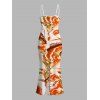 Vacation Couple Outfit Marble Fluid Swirl Tie Dye Print Bodycon Mermaid Maxi Dress and Shirt Set - Orange S | US 4