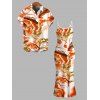 Vacation Couple Outfit Marble Fluid Swirl Tie Dye Print Bodycon Mermaid Maxi Dress and Shirt Set - Orange S | US 4