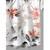 Vacation Couple Outfit Watercolor Flower Leaf Print Lace Hollow Out Spaghetti Strap Slit Dress and Shirt Set - Rose clair S | US 4