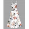 Vacation Dress Watercolor Flower Leaf Print Lace Hollow Out Spaghetti Strap Slit Dress - Rose clair XXXXXL | US 20