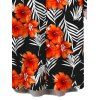Men's Hawaiian Vacation Shirt Tropical Hibiscus Floral Palm Leaf Print Button Up Shirt - Noir 5XL