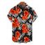 Men's Hawaiian Vacation Shirt Tropical Hibiscus Floral Palm Leaf Print Button Up Shirt - Noir 5XL