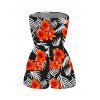 Hawaiian Vacation Romper Tropical Hibiscus Floral Palm Leaf Print Pocket Off the Shoulder Romper - Noir XXL | US 14