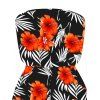 Hawaiian Vacation Romper Tropical Hibiscus Floral Palm Leaf Print Pocket Off the Shoulder Romper - Noir XXL | US 14