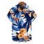 Men's Hawaiian Vacation Shirt Hibiscus Floral Tropical Leaf Print Button Up Shirt - Bleu de Minuit 5XL