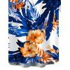 Men's Hawaiian Vacation Shirt Hibiscus Floral Tropical Leaf Print Button Up Shirt - Bleu de Minuit 5XL