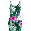 Hawaiian Vacation Dress Hibiscus Floral Tropical Leaf Print Spaghetti Strap Maxi Bodycon Dress - Vert XXL | US 14
