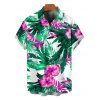 Men's Hawaiian Vacation Shirt Hibiscus Floral Tropical Leaf Print Button Up Shirt - Vert L