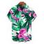 Men's Hawaiian Vacation Shirt Hibiscus Floral Tropical Leaf Print Button Up Shirt - Bleu de Minuit 5XL