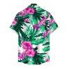 Men's Hawaiian Vacation Shirt Hibiscus Floral Tropical Leaf Print Button Up Shirt - Vert L