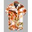 Men's Vacation Shirt Marble Fluid Swirl Tie Dye Print Button Up Shirt - Orange 5XL