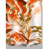 Men's Vacation Shirt Marble Fluid Swirl Tie Dye Print Button Up Shirt - Orange 5XL