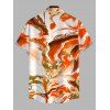 Men's Vacation Shirt Marble Fluid Swirl Tie Dye Print Button Up Shirt - Orange 5XL
