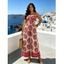 Bohemian Vacation Jumpsuit Ethnic Style Printed Tied Off the Shoulder Wide Leg Jumpsuit - Rouge Cerise XL | US 10