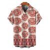Men's Bohemian Vacation Shirt Ethnic Style Printed Button Up Shirt - Rouge Cerise 5XL