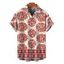 Men's Bohemian Vacation Shirt Ethnic Style Printed Button Up Shirt - Rouge Cerise 5XL