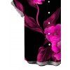Vacation Couple Outfit Watercolor Hot Pink Floral Print Spaghetti Strap Maxi Bodycon Dress and Shirt Set - Noir S | US 4