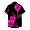 Vacation Couple Outfit Watercolor Hot Pink Floral Print Spaghetti Strap Maxi Bodycon Dress and Shirt Set - Noir S | US 4