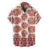 Bohemian Vacation Couple Outfit Ethnic Style Printed Tied Off the Shoulder Wide Leg Jumpsuit and Shirt Set - Rouge Cerise S | US 4
