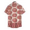Bohemian Vacation Couple Outfit Ethnic Style Printed Tied Off the Shoulder Wide Leg Jumpsuit and Shirt Set - Rouge Cerise S | US 4