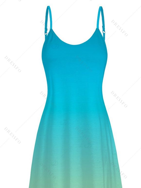 Vacation Beach Dress Ombre Print Pocket Spaghetti Strap Dress - multicolor XXXXXL | US 20