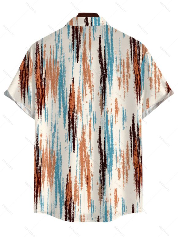 Men's Casual Shirt Vertical Brush Stroke Abstract Print Button Up Shirt - multicolor 5XL