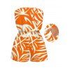 Vacation Hawaiian Couple Outfit Tropical Palm Leaf Print Pocket Off the Shoulder Romper and Shirt Set - Orange S | US 4