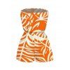 Vacation Hawaiian Couple Outfit Tropical Palm Leaf Print Pocket Off the Shoulder Romper and Shirt Set - Orange S | US 4