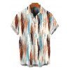 Casual Couple Outfit Vertical Brush Stroke Abstract Print Pocket Off the Shoulder Romper and Shirt Set - multicolor S | US 4