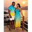 Vacation Beach Couple Outfit Ombre Print Pocket Spaghetti Strap Dress and Shirt Set - multicolor S | US 4