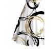 Casual Dress Bicolor Concentric Circle Print Ruched Bust Sweetheart Neck Mini Dress - Blanc XXXXXL | US 20
