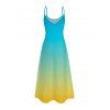 Vacation Beach Dress Ombre Print Pocket Spaghetti Strap Dress - multicolor XXXXXL | US 20