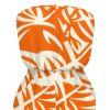 Vacation Hawaiian Romper Tropical Palm Leaf Print Pocket Off the Shoulder Romper - Orange XXL | US 14
