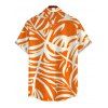 Men's Vacation Hawaiian Shirt Tropical Palm Leaf Print Button Up Shirt - Orange 5XL