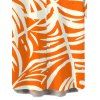 Men's Vacation Hawaiian Shirt Tropical Palm Leaf Print Button Up Shirt - Orange 5XL