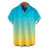 Men's Vacation Beach Shirt Ombre Print Button Up Shirt - multicolor 2XL