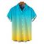 Men's Vacation Beach Shirt Ombre Print Button Up Shirt - multicolor 2XL