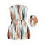 Casual Romper Vertical Brush Stroke Abstract Print Pocket Off the Shoulder Romper - multicolor XXL | US 14