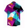 Vacation Couple Outfit Colorful Geometric Print Spaghetti Strap Bodycon Maxi Dress and Shirt Set - multicolor A S | US 4