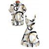 Casual Couple Outfit Bicolor Concentric Circle Print Ruched Bust Sweetheart Neck Mini Dress and Shirt Set - Blanc S | US 4