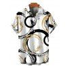 Casual Couple Outfit Bicolor Concentric Circle Print Ruched Bust Sweetheart Neck Mini Dress and Shirt Set - Blanc S | US 4