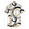 Casual Couple Outfit Bicolor Concentric Circle Print Ruched Bust Sweetheart Neck Mini Dress and Shirt Set - Blanc S | US 4