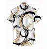 Men's Casual Shirt Bicolor Concentric Circle Print Button Up Shirt - Blanc 5XL