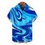 Men's Vacation Shirt Gradient Marbled Liquid Swirl Texture Pattern Button Up Shirt - Bleu S