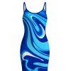 Vacation Dress Gradient Marbled Liquid Swirl Texture Pattern Spaghetti Strap Maxi Bodycon Dress - Bleu S | US 4