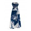 Casual Jumpsuit Vintage Grunge Ink Wash Abstract Print Tied Pocket Off the Shoulder Wide Leg Jumpsuit - Bleu profond S | US 4